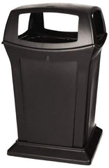 Rubbermaid - 45 Gal Black Square Trash Can - Polyethylene, 41-1/2" High x 24-7/8" Long x 24-7/8" Wide - Apex Tool & Supply