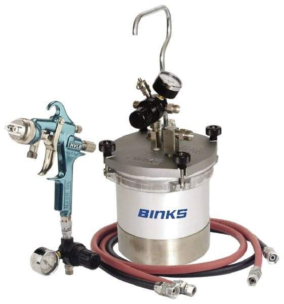 Binks - High Volume/Low Pressure Paint Spray Gun - 2 Qt Capacity, 10 Max psi, 12 Max CFM, For High Solids, Industrial Automotive, Waterborne - Apex Tool & Supply