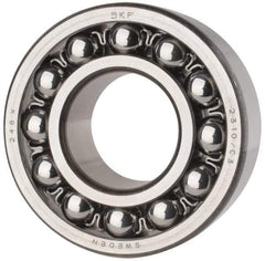 SKF - 50mm Bore Diam, 110mm OD, Open Self Aligning Radial Ball Bearing - 40mm Wide, 2 Rows, Round Bore, 4,500 Lb Static Capacity, 14,300 Lb Dynamic Capacity - Apex Tool & Supply