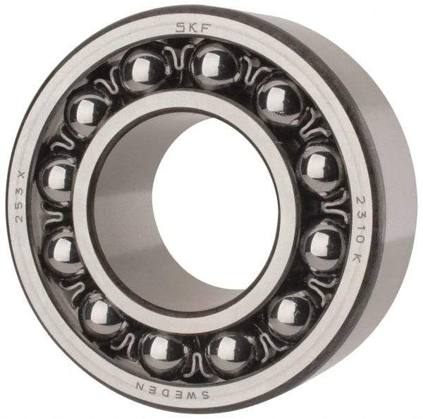 SKF - 50mm Bore Diam, 110mm OD, Open Self Aligning Radial Ball Bearing - 40mm Wide, 2 Rows, Round Bore, 4,500 Lb Static Capacity, 14,300 Lb Dynamic Capacity - Apex Tool & Supply