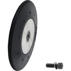 Dynabrade - 4" Diam x 1/2" Wide Contact Wheel Assembly - 1/4" Arbor Hole, Radiused, 70 Duro Rubber Face - Apex Tool & Supply