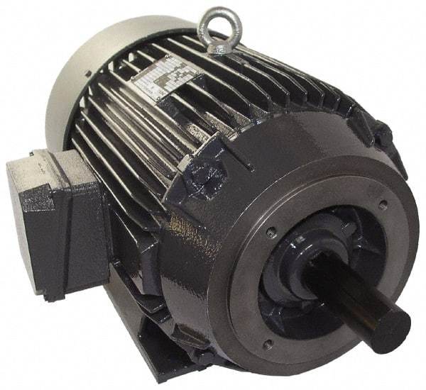 US Motors - 15 hp, TEFC Enclosure, No Thermal Protection, 3,540 RPM, 208-230/460 Volt, 60 Hz, Three Phase Energy Efficient Motor - Size 254 Frame, Rigid Mount, 1 Speed, Ball Bearings, 38.8-36.4/18.2 Full Load Amps, F Class Insulation, CCW Lead End - Apex Tool & Supply