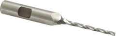 Made in USA - 0.5° Taper Angle per Side, 3/32" Small End Diam, 1-1/4" LOC, High Speed Steel 3 Flute Tapered Square End Mill - 3-1/4" OAL, 3/8" Shank Diam, Spiral Flute - Apex Tool & Supply