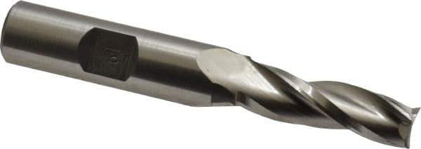 Made in USA - 1° Taper Angle per Side, 3/8" Small End Diam, 1-1/4" LOC, High Speed Steel 3 Flute Tapered Square End Mill - 3-1/4" OAL, 1/2" Shank Diam, Spiral Flute - Apex Tool & Supply