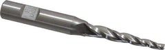 Made in USA - 3° Taper Angle per Side, 1/8" Small End Diam, 1-1/2" LOC, High Speed Steel 3 Flute Tapered Square End Mill - 3-1/4" OAL, 3/8" Shank Diam, Spiral Flute - Apex Tool & Supply