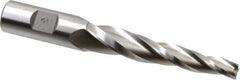 Made in USA - 3° Taper Angle per Side, 3/8" Small End Diam, 3-1/4" LOC, High Speed Steel 3 Flute Tapered Square End Mill - 5-1/2" OAL, 3/4" Shank Diam, Spiral Flute - Apex Tool & Supply