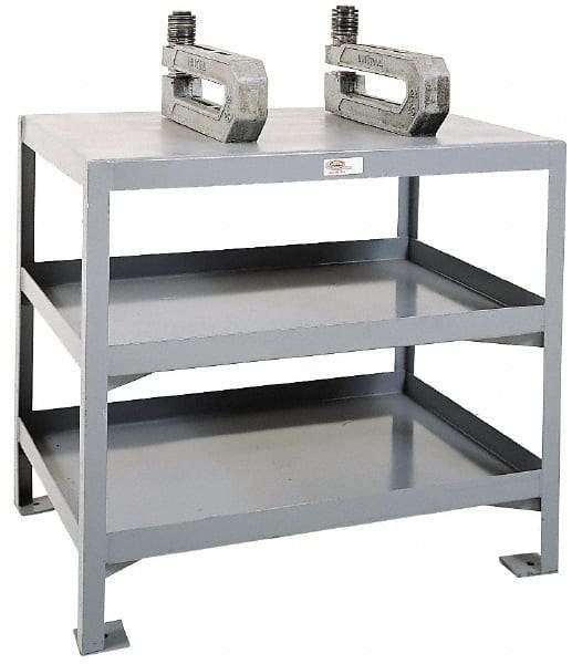 Made in USA - 36 Wide x 24" Deep x 32" High, Steel Machine Work Table - Edge Turned Down, Fixed Legs - Apex Tool & Supply