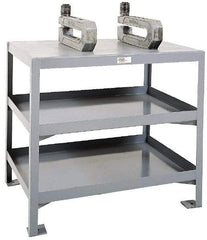 Made in USA - 60 Wide x 30" Deep x 32" High, Steel Machine Work Table - Edge Turned Down, Fixed Legs - Apex Tool & Supply