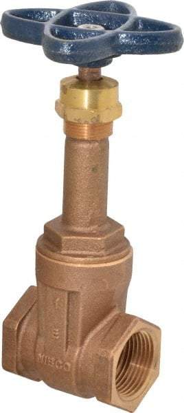 NIBCO - 1" Pipe, Class 125, Threaded Bronze Solid Wedge Rising Stem Gate Valve - 200 WOG, 125 WSP, Screw-In Bonnet - Apex Tool & Supply