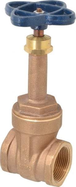 NIBCO - 1-1/4" Pipe, Class 125, Threaded Bronze Solid Wedge Rising Stem Gate Valve - 200 WOG, 125 WSP, Screw-In Bonnet - Apex Tool & Supply