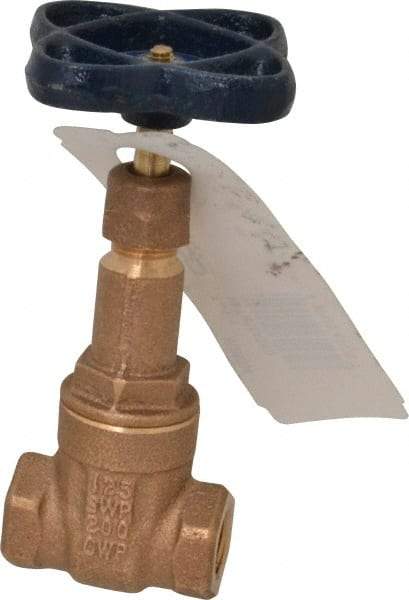 NIBCO - 1/4" Pipe, Class 125, Threaded Bronze Solid Wedge Rising Stem Gate Valve - 200 WOG, 125 WSP, Screw-In Bonnet - Apex Tool & Supply