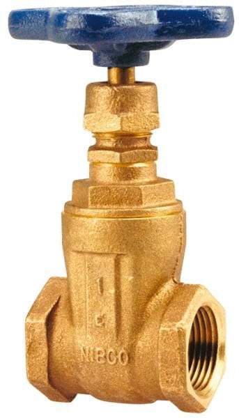 NIBCO - 1" Pipe, Class 125, Threaded Bronze Solid Wedge Stem Gate Valve with Bronze Handwheel - 200 WOG, 125 WSP, Screw-In Bonnet - Apex Tool & Supply