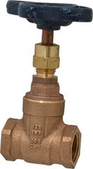 NIBCO - 1/2" Pipe, Class 125, Threaded Bronze Solid Wedge Stem Gate Valve - 200 WOG, 125 WSP, Screw-In Bonnet - Apex Tool & Supply