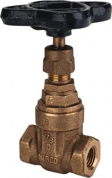 NIBCO - 1/4" Pipe, Class 125, Threaded Bronze Solid Wedge Stem Gate Valve - 200 WOG, 125 WSP, Screw-In Bonnet - Apex Tool & Supply