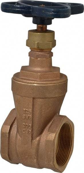 NIBCO - 2" Pipe, Class 125, Threaded Bronze Solid Wedge Stem Gate Valve - 200 WOG, 125 WSP, Screw-In Bonnet - Apex Tool & Supply