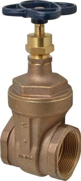 NIBCO - 2-1/2" Pipe, Class 125, Threaded Bronze Solid Wedge Stem Gate Valve - 200 WOG, 125 WSP, Screw-In Bonnet - Apex Tool & Supply
