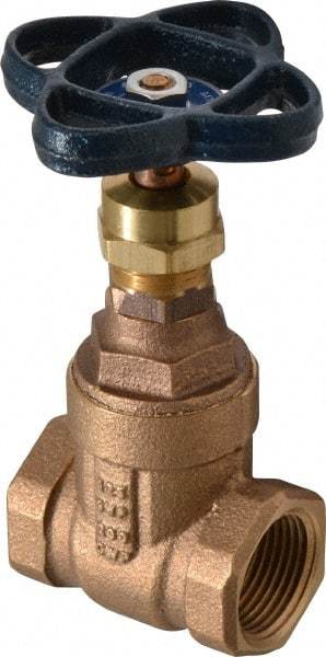 NIBCO - 3/4" Pipe, Class 125, Threaded Bronze Solid Wedge Stem Gate Valve - 200 WOG, 125 WSP, Screw-In Bonnet - Apex Tool & Supply