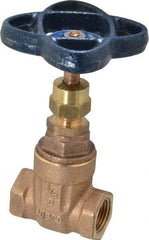 NIBCO - 3/8" Pipe, Class 125, Threaded Bronze Solid Wedge Stem Gate Valve - 200 WOG, 125 WSP, Screw-In Bonnet - Apex Tool & Supply