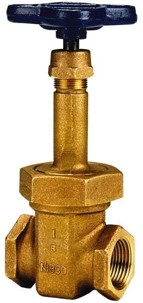 NIBCO - 3" Pipe, Class 125, Threaded Bronze Solid Wedge Rising Stem Gate Valve - 200 WOG, 125 WSP, Union Bonnet - Apex Tool & Supply