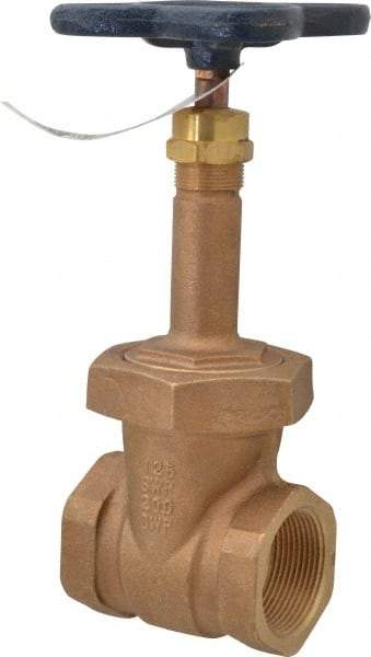 NIBCO - 1-1/2" Pipe, Class 125, Threaded Bronze Solid Wedge Rising Stem Gate Valve - 200 WOG, 125 WSP, Union Bonnet - Apex Tool & Supply