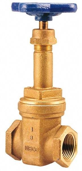 NIBCO - 3" Pipe, Class 125, Threaded Bronze Solid Wedge Rising Stem Gate Valve - 200 WOG, 125 WSP, Union Bonnet - Apex Tool & Supply