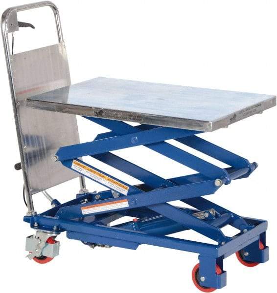 Vestil - 220 Lb Capacity Manual Scissor Elevating Cart - 10" to 51" Lift Height, 27-1/2" Platform Length x 17-1/2" Platform Width - Apex Tool & Supply