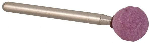 Made in USA - 3/8" Head Diam x 3/8" Thickness, B122, Ball End, Aluminum Oxide Mounted Point - Medium Grade - Apex Tool & Supply
