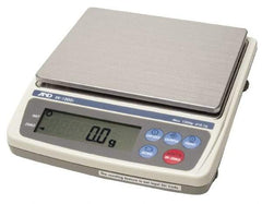 A&D Engineering - 300/600/1,500 g, 5.2" Long x 5-3/16" Wide, 0.1/0.2/0.5 g Graduation, Digital Portable Balance - Digital Calibration - Apex Tool & Supply