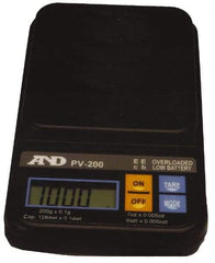 A&D Engineering - 0.5 Kg Capacity, LCD Pocket Scale - 0.1 g & 0.005 oz Graduation, Battery - Apex Tool & Supply