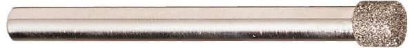 Made in USA - 0.312" Head Diam x 1/8" Head Thickness CBN Grinding Pin - 1/4" Shank Diam x 2-7/8" Shank Length, Coarse Grade - Apex Tool & Supply