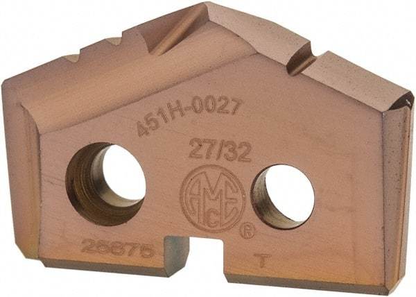 Allied Machine and Engineering - 27/32" Diam x 5/32" Thick, Seat Code 1, 132° Included Angle Spade Drill Insert - AM200 Coated, Cobalt, Series GEN2 T-A - Apex Tool & Supply