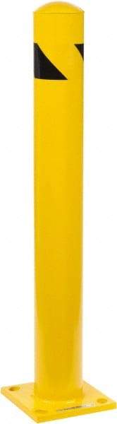 PRO-SAFE - 4-1/2" Diam x 36" High, Steel Bollard - 8" Wide x 8" Long Mounting Plate - Apex Tool & Supply