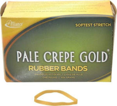 Alliance - 4 Inch Circumference, 1/4 Inch Wide, Pale Crepe Gold Rubber Band Strapping - 490 Pieces - Apex Tool & Supply