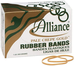 Alliance - 4 Inch Circumference, 1/8 Inch Wide, Pale Crepe Gold Rubber Band Strapping - 970 Pieces - Apex Tool & Supply