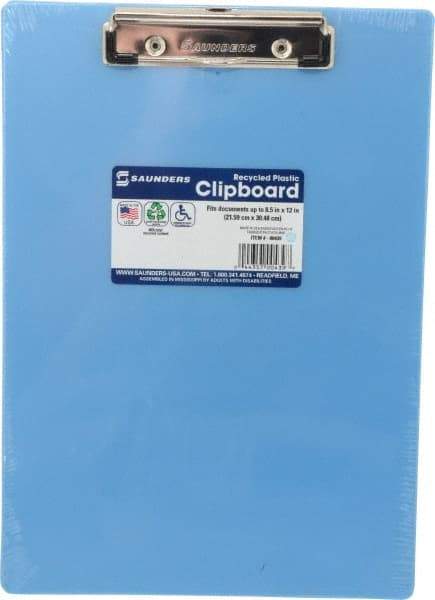 Saunders - 12-1/2 Inch Long x 9 Inch Wide x 1/2 Inch High, Clip Board - Ice Blue - Apex Tool & Supply