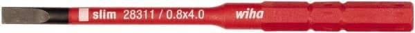 Wiha - 4mm Blade, 15/64" Drive Slotted Screwdriver Bit - 2-61/64" OAL - Apex Tool & Supply