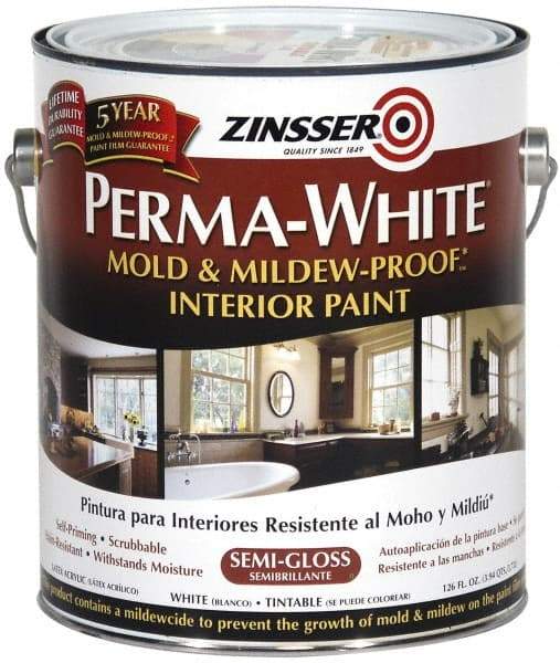 Zinsser - 1 Gal White Semi Gloss Finish Latex Paint - 400 Sq Ft per Gal, Interior/Exterior, <50 gL VOC Compliance - Apex Tool & Supply