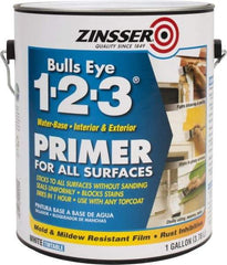 Zinsser - 1 Gal Flat White Water-Based Acrylic Enamel Primer - 350 to 450 Sq Ft Coverage, 84 gL Content, Quick Drying - Apex Tool & Supply