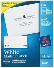 AVERY - 2" Wide x 4" Long, White Paper Shipping Label - For Inkjet Printers - Apex Tool & Supply