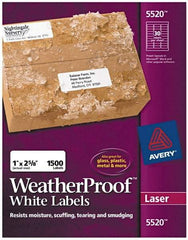 AVERY - 1" Wide x 2-5/8" Long, White Polyester Shipping Label - For Laser Printers - Apex Tool & Supply