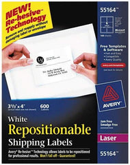 AVERY - 4" Long, White Paper Shipping Label - For Laser Printers - Apex Tool & Supply