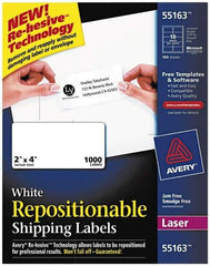 AVERY - 2" Wide x 4" Long, White Paper Shipping Label - For Laser Printers - Apex Tool & Supply