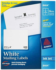 AVERY - 3.33" Wide x 4" Long, White Paper Shipping Label - For Inkjet Printers - Apex Tool & Supply