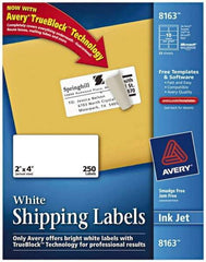 AVERY - 2" Wide x 4" Long, White Paper Shipping Label - For Inkjet Printers - Apex Tool & Supply