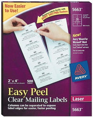 AVERY - 2" Wide x 4" Long, Clear Shipping Label - For Laser Printers - Apex Tool & Supply