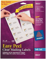 AVERY - 2" Wide x 4" Long, Clear Shipping Label - For Inkjet Printers - Apex Tool & Supply