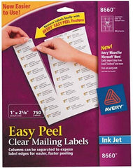 AVERY - 1" Wide x 2-5/8" Long, Clear Shipping Label - For Inkjet Printers - Apex Tool & Supply