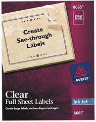 AVERY - 11" Long, Clear Shipping Label - For Inkjet Printers - Apex Tool & Supply