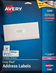 AVERY - 1" Wide x 2-5/8" Long, White Paper Shipping Label - For Laser Printers - Apex Tool & Supply