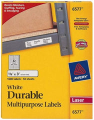 AVERY - 3" Long, White Paper Name Badge Labels - For Laser Printers - Apex Tool & Supply
